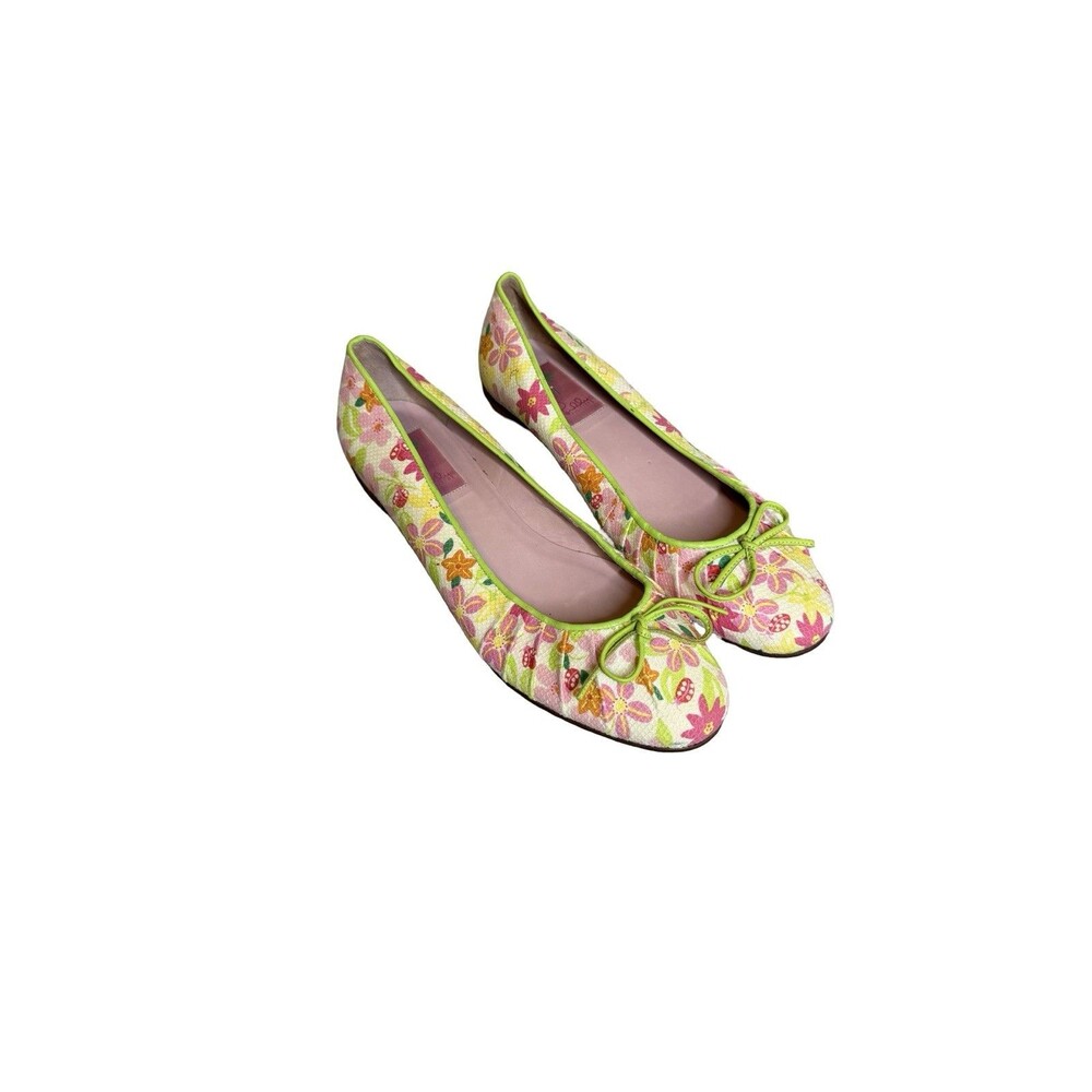 Lilly Pulitzer Silk Multi Colored Ballet Flats Shoes Women Size 9.5 M